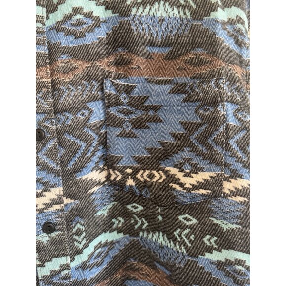 American Rag Men's XL Aztec Print Button-Up Shirt Blue/Gray Western Cowboy - Picture 6 of 7